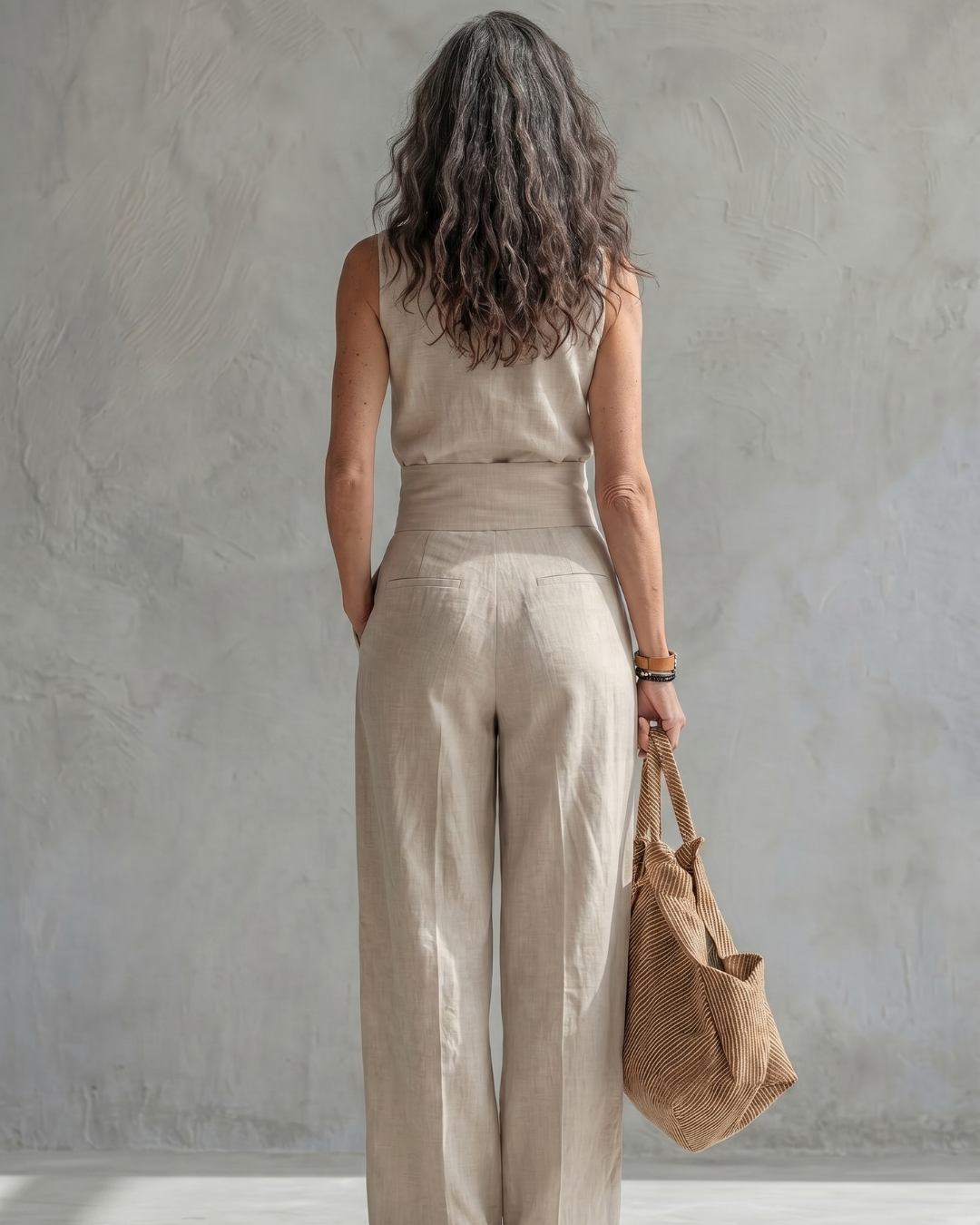 Maria | Conjunto Top y Pantalón Ancho Algodón Lino Verde