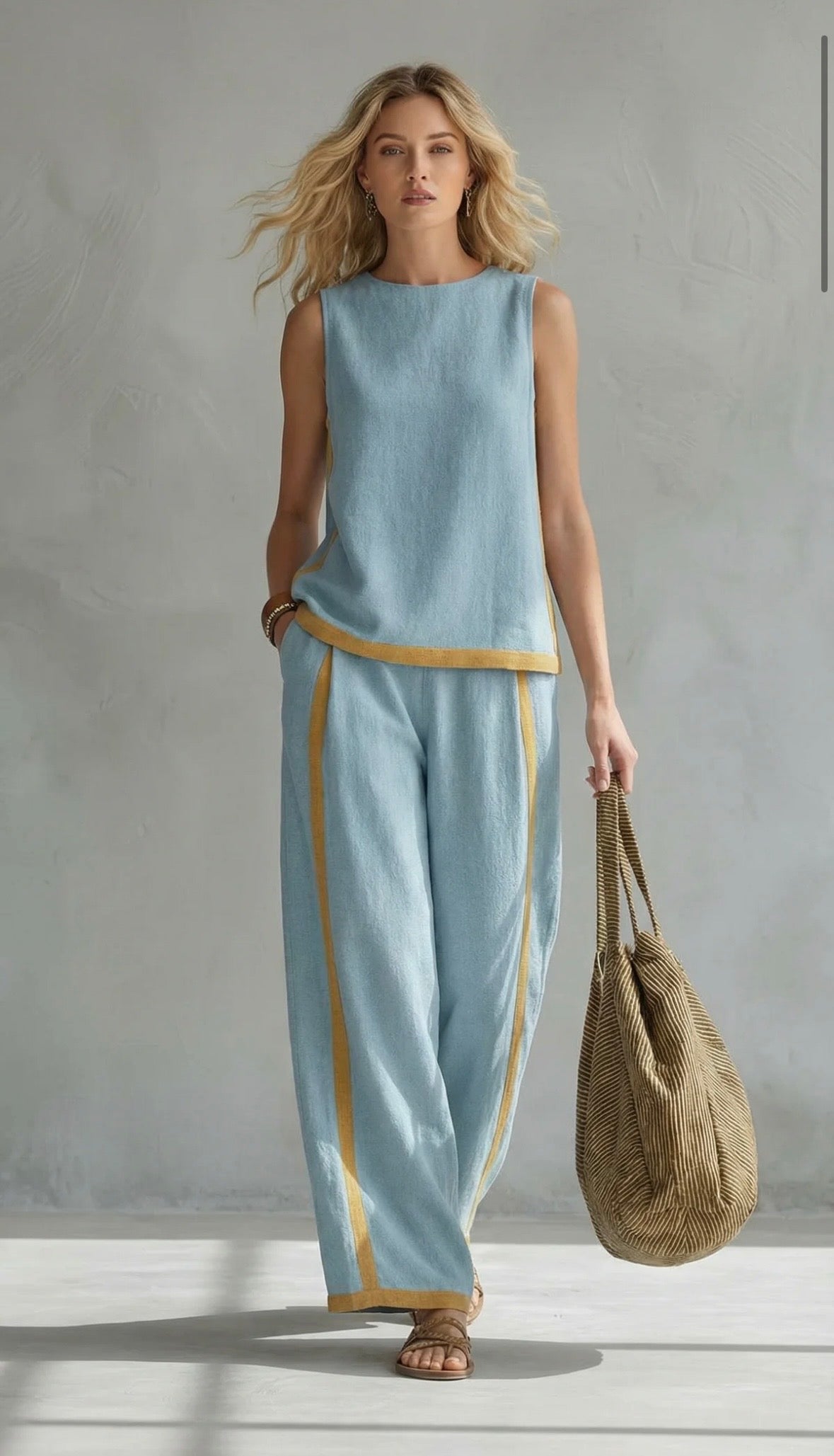 Leila | Conjunto Elegante de Algodón y Lino VERDE