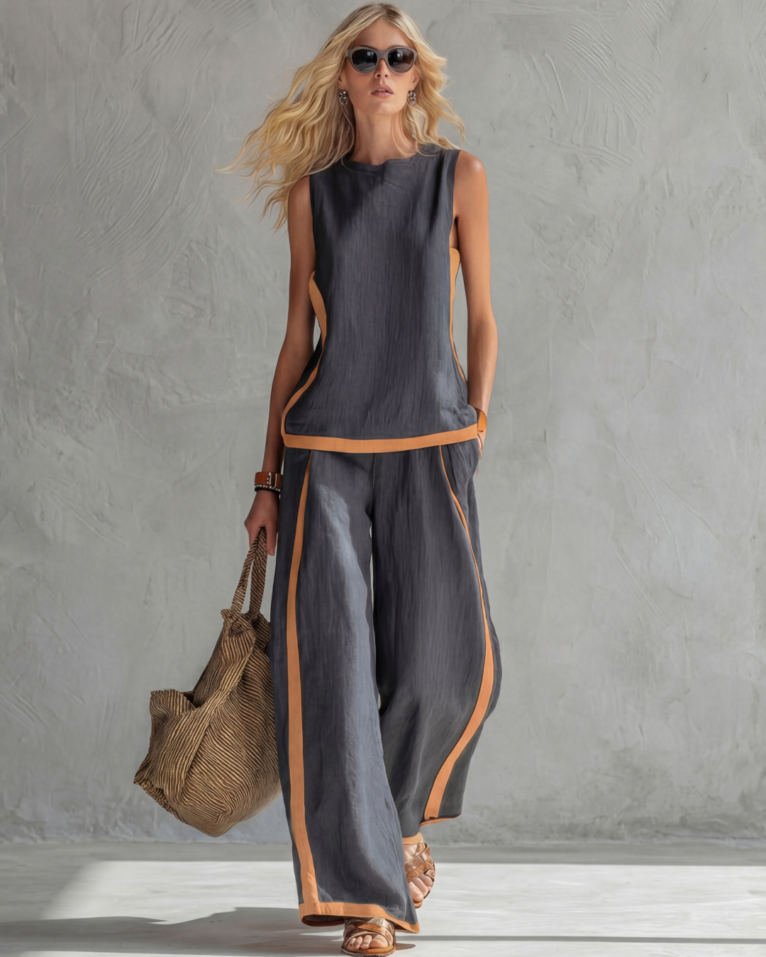Leila | Conjunto Elegante de Algodón y Lino VERDE
