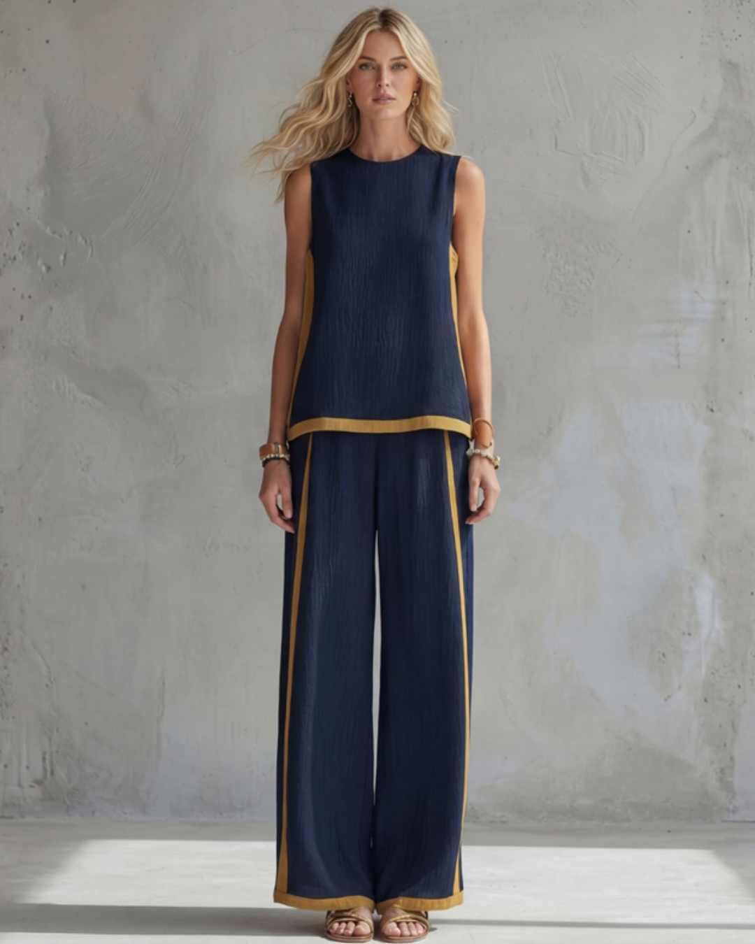 Leila | Conjunto Elegante de Algodón y Lino GRIS