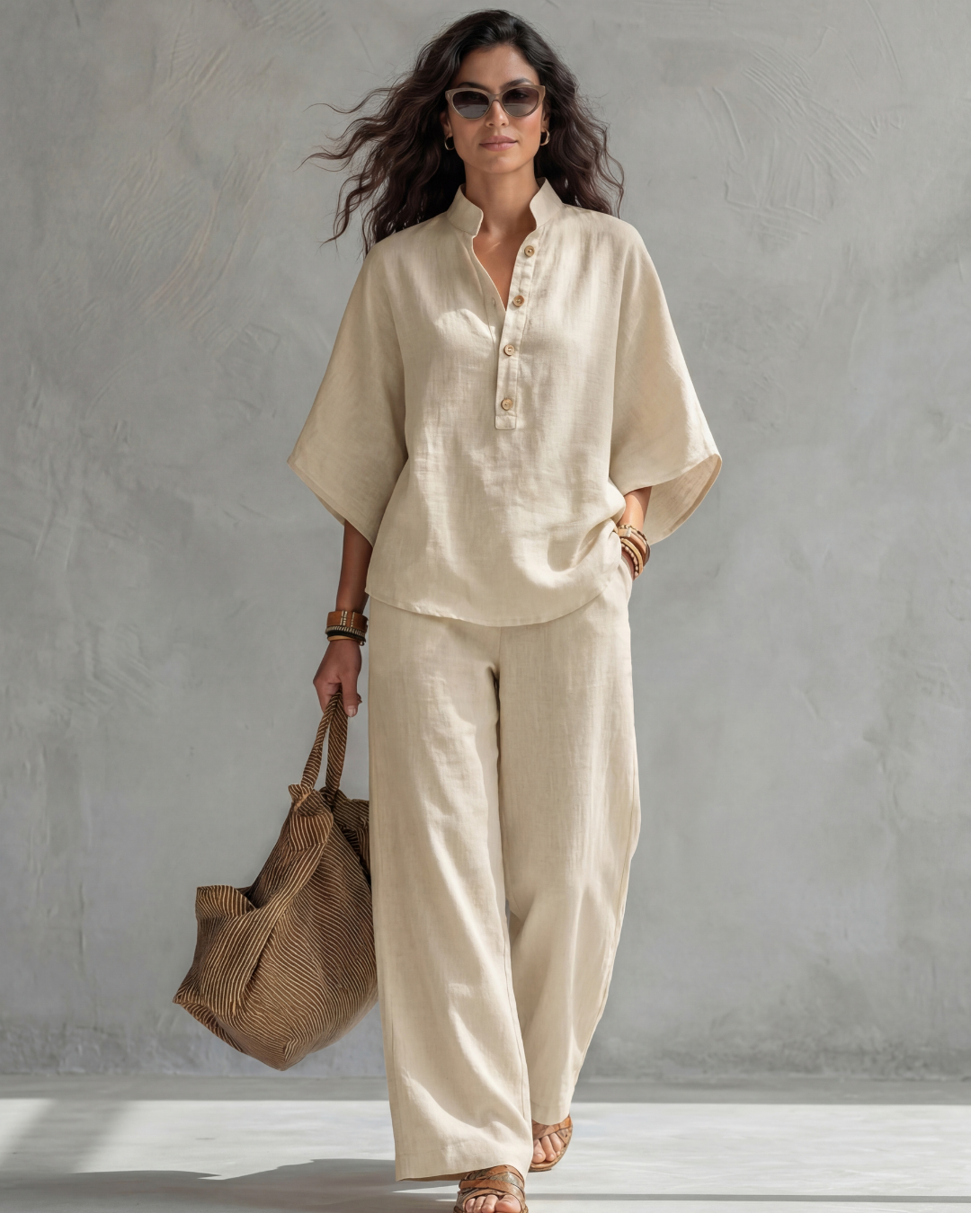 Elena | Conjunto Mujer de Algodón y Lino Rojo