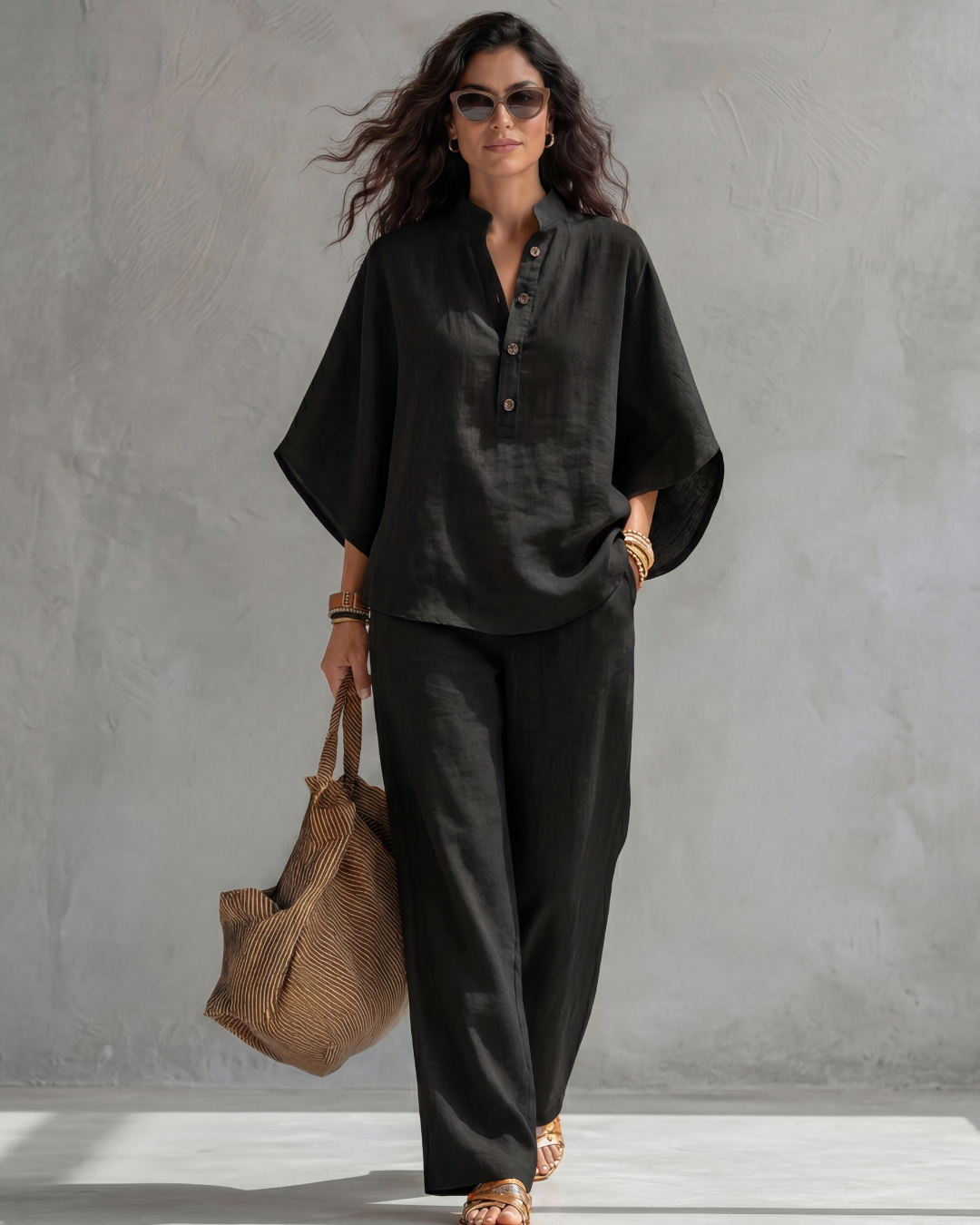 Elena | Conjunto Mujer de Algodón y Lino Rojo