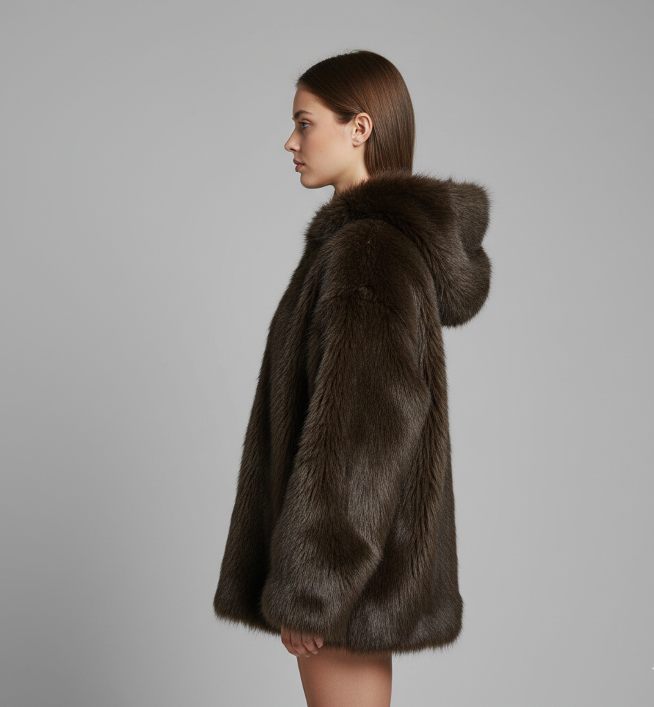 Zahara | Abrigo de pelo sintético oversize con capucha