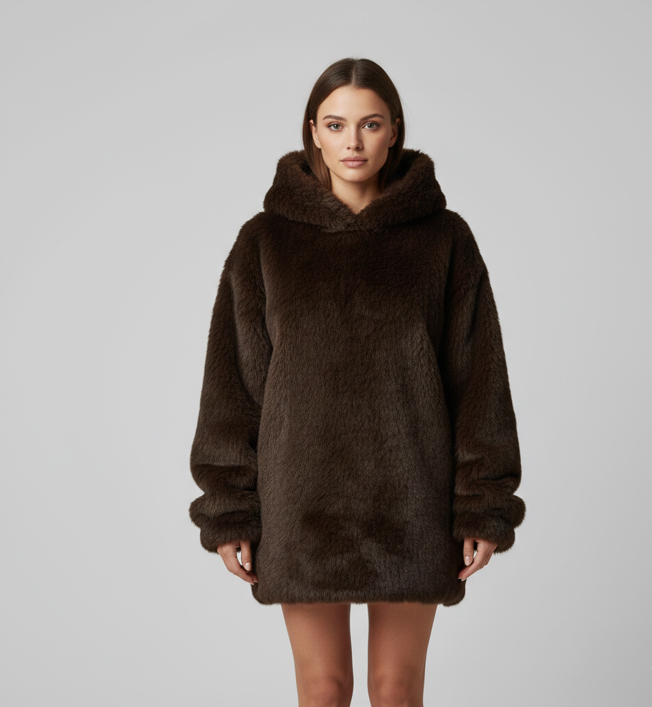 Zahara | Abrigo de pelo sintético oversize con capucha