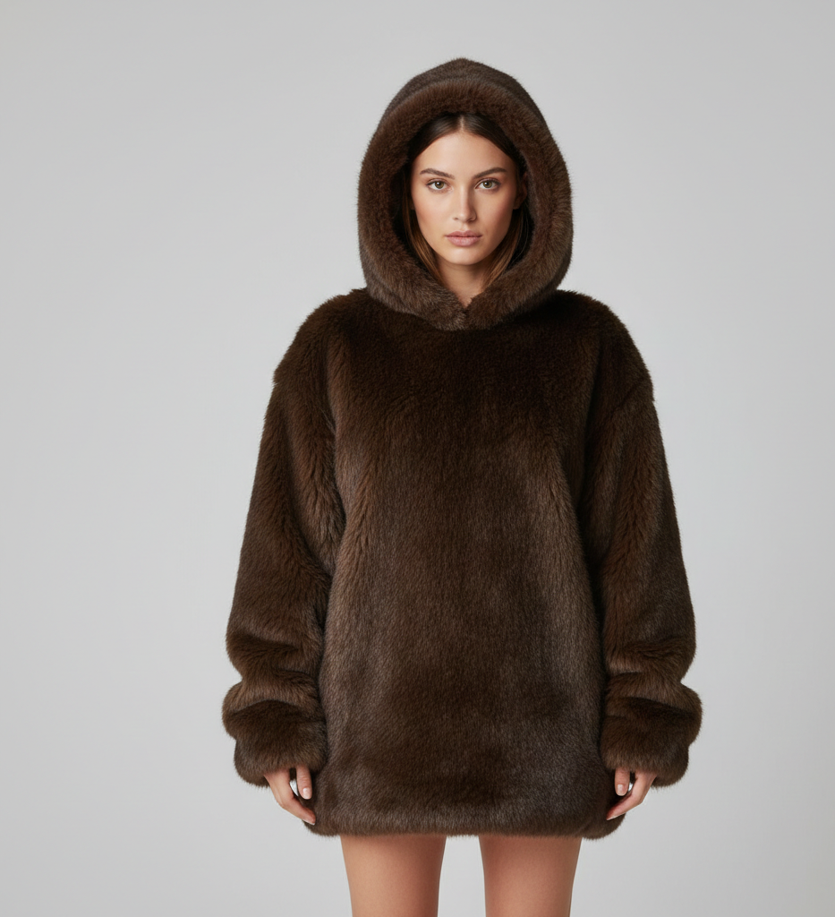 Zahara | Abrigo de pelo sintético oversize con capucha